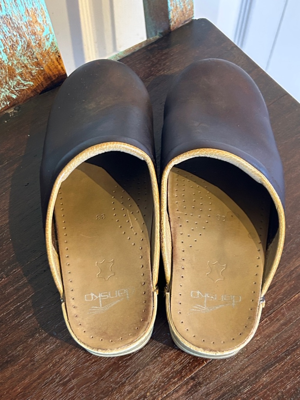 Dansko Sonja Brown Oiled Leather Open Clogs - Picture 7 of 8